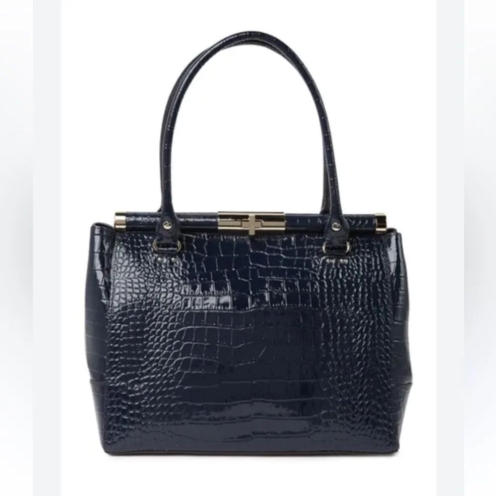 Kate Spade KNIGHTSBRIDGE CONTSTANCE CROC EMBOSSED LEATHER TOTE BAG IN BLAZERBLUE